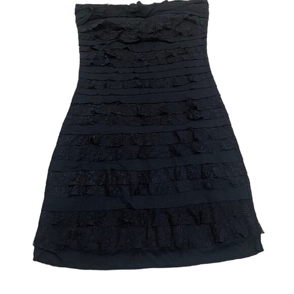 Express - Black Strapless tiered Lace Ruffle Dress size XS new with tag - Picture 2 of 7